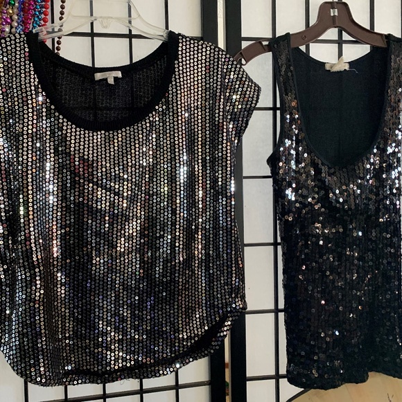EUC Love Noche Black Sequin Bundle Tops size Medium - Picture 1 of 5